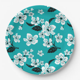 PRATO DE PAPEL CHERRY BLOSSOM - SAKURA (TEAL)