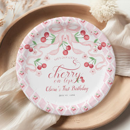 Prato De Papel Cherry First Festa de aniversário