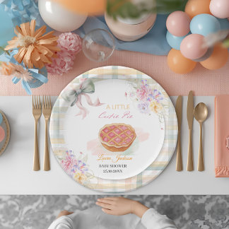 Prato De Papel Cherry Little Cutie Pie Pastel Gingham Chá de fral