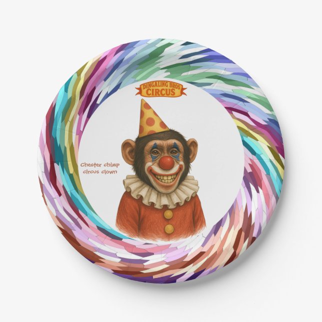 Prato De Papel Chester o chimpancé palhaço (Frente)