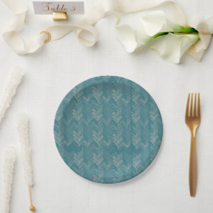 Prato De Papel Chevron, Herringbone Pattere, Turquesa