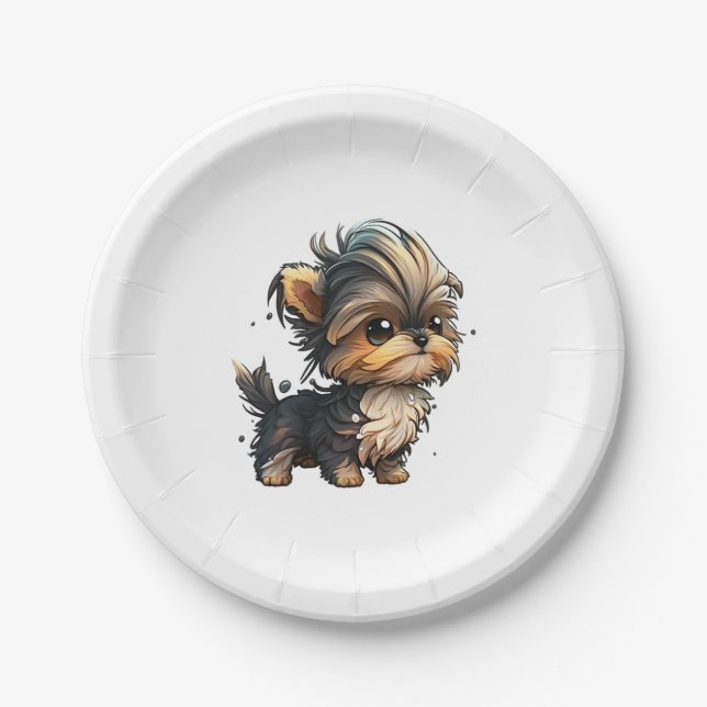 Prato De Papel Chibi Yorkshire Terrier (Frente)