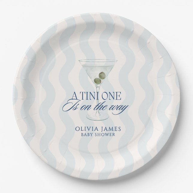 Prato De Papel Chic a tini um menino chá de bebê (Frente)