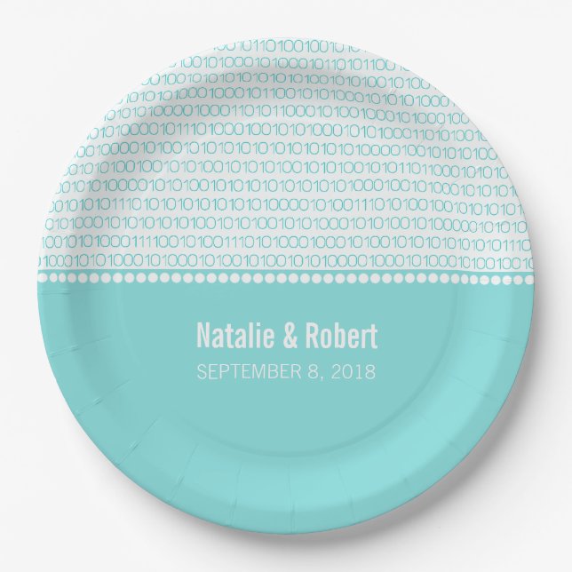 Prato De Papel Chic Binary Code Plates (Frente)