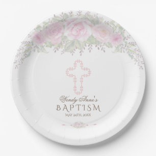 Prato De Papel Chic Blush Rosa Garden Floral Girl Christening