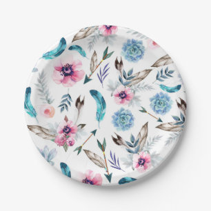 Prato De Papel Chic Boêmio Floral Garota Boho