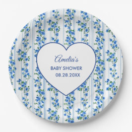 Prato De Papel Chic Boho Azul Flor de Campo Menino floral Churras