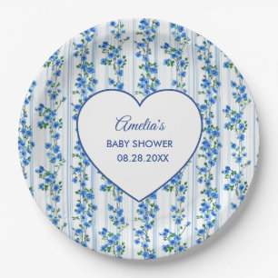 Prato De Papel Chic Boho Azul Flor de Campo Menino floral Churras
