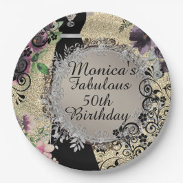 Prato De Papel Chic Elegant Fabuloso 50º aniversário