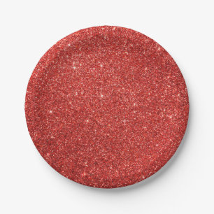 Prato De Papel Chic Faux Red Glitter Paper Plates