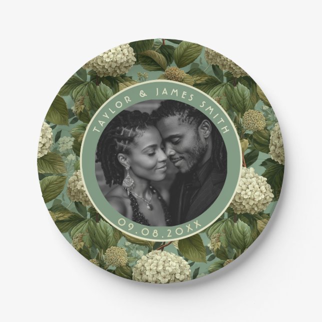 Prato De Papel Chic Hydrangeas Plates Para Festa De Janto De Casa (Frente)