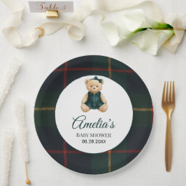 Prato De Papel Chic Luxo Ursinho de Pelúcia Chá de Bebê