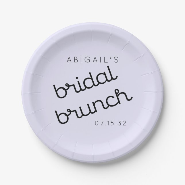 Prato De Papel Chic Minimal Lavender Mod Script Brunch Boas-vinda (Frente)