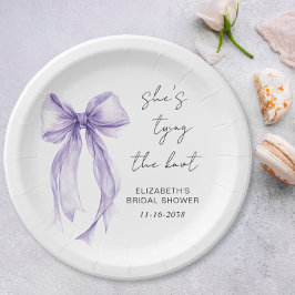 Prato De Papel Chic Purple Bow Watercolor Bridal Shower