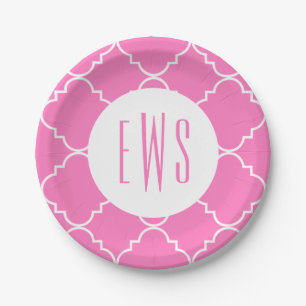Prato De Papel Chic Quatrefoil Monogramas