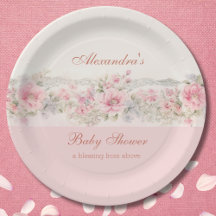Chic Shabby Rosa Floral Chá de Bebê Cristão