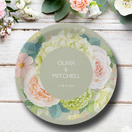 Prato De Papel Chic Watercolor Florals Sage Green Wedding