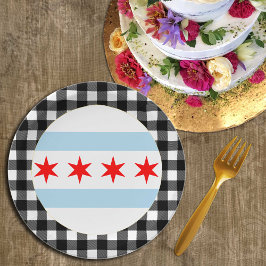 Prato De Papel Chicago Plate, xadrez de búfalos EUA e Chicago Fla