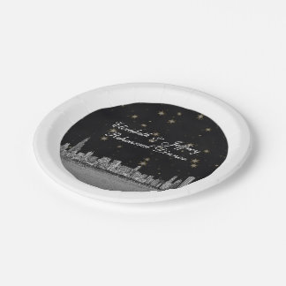 Prato De Papel Chicago Skyline Black Dourada Star S