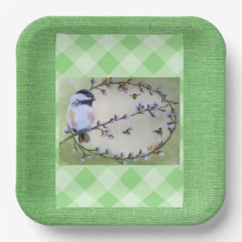 Prato De Papel Chickadee Pussy Willows Bees