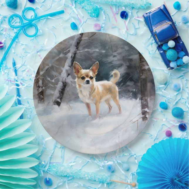Prato De Papel Chihuahua deixa nevar o Natal (Festa)