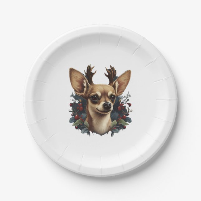 Prato De Papel Chihuahua Felry Natal X-Mas Tree Cute (Frente)