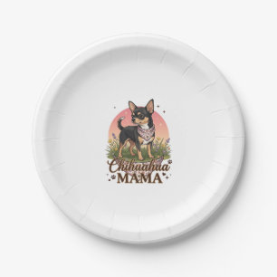 Prato De Papel Chihuahua Mama Cachorro Bandana Floral Rosa_1