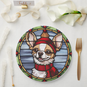 Prato De Papel Chihuahua Sied Glass Christmas