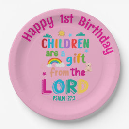 Prato De Papel "Children Are a Gift from the Lord" Custom (Pink)