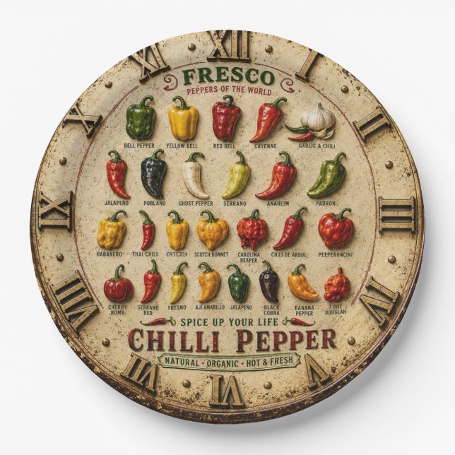 Prato De Papel Chili Pepper Kitchen Rustic Farmhouse Chef Gift (Frente)