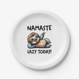 Prato De Papel Chill Sloth Namaste Lazy Vibes