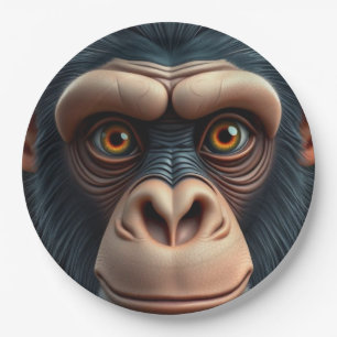 Prato De Papel Chimpanzé Engraçado Louco Fofo 