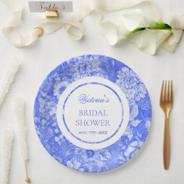 Prato De Papel Chinoiserie Azul Branco Chá de Noiva