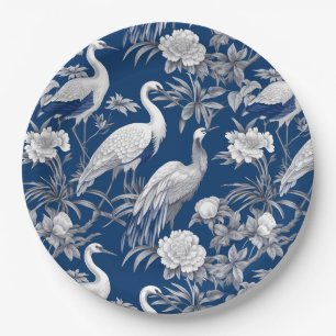 Prato De Papel Chinoserie Azul e Branco Série Design 7