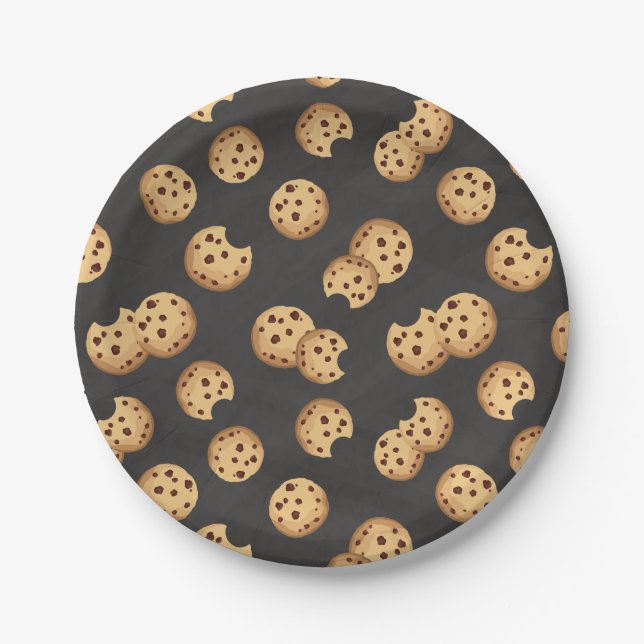 Prato De Papel Chocolate Chip Cookies Chalkboard Birthday Paper P (Frente)