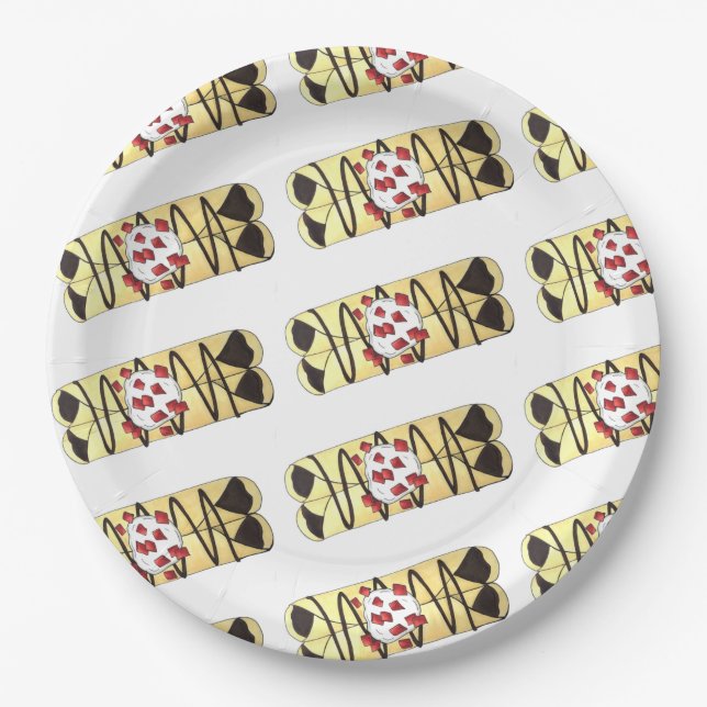 Prato De Papel Chocolate Crêpe Pancake França Comida Crepes (Frente)