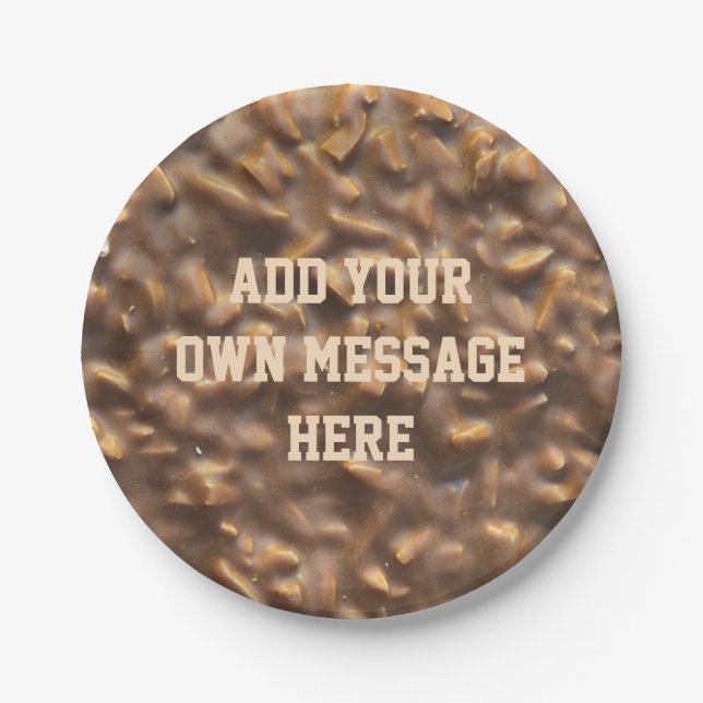 Prato De Papel Chocolate Grosso Personalizado com Texto Personali (Frente)