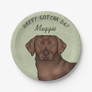 Prato De Papel Chocolate Labrador Retriever Feliz Dia de Adoção