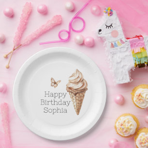 Prato De Papel Chocolate Mocha Sorvete Cone Birthday
