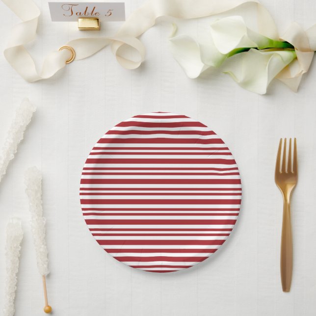 Prato De Papel Christmas Candy Cane Stripes (Casamento)