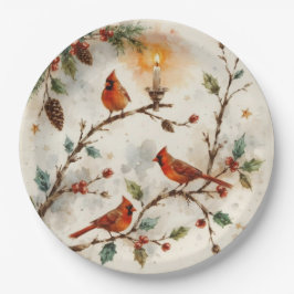 Prato De Papel Christmas Cardinals