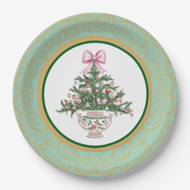 Prato De Papel Christmas Chinoiserie Paper Plates (Frente)