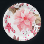 Prato De Papel Christmas Floral<br><div class="desc">Placas de Padrão Floral de Natal</div>