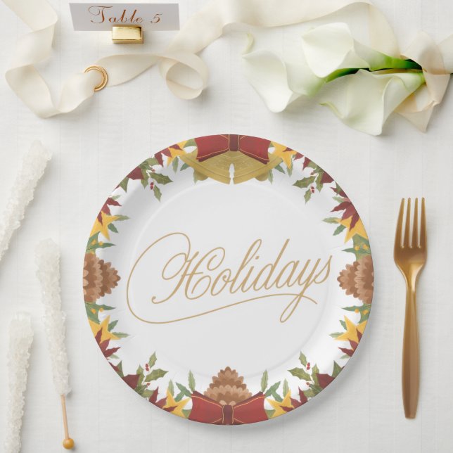 Prato De Papel Christmas Holiday Paper Plates – Festive Dinner (Casamento)