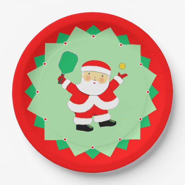 Prato De Papel Christmas Holiday Pickleball Party (Frente)