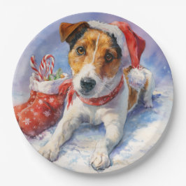 Prato De Papel  Christmas Jack Russell Paper Plate