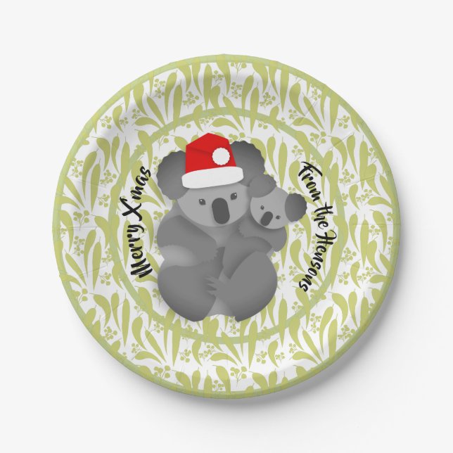 Prato De Papel Christmas Koala e Joey (Frente)