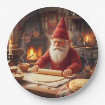 Christmas Norwegian Nisse Making Lefse, Plates