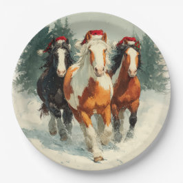 Prato De Papel Christmas Paper Plate / Beautiful Galloping Horse 
