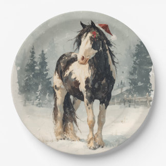 Prato De Papel Christmas Paper Plate / Beautiful Paint Horse 